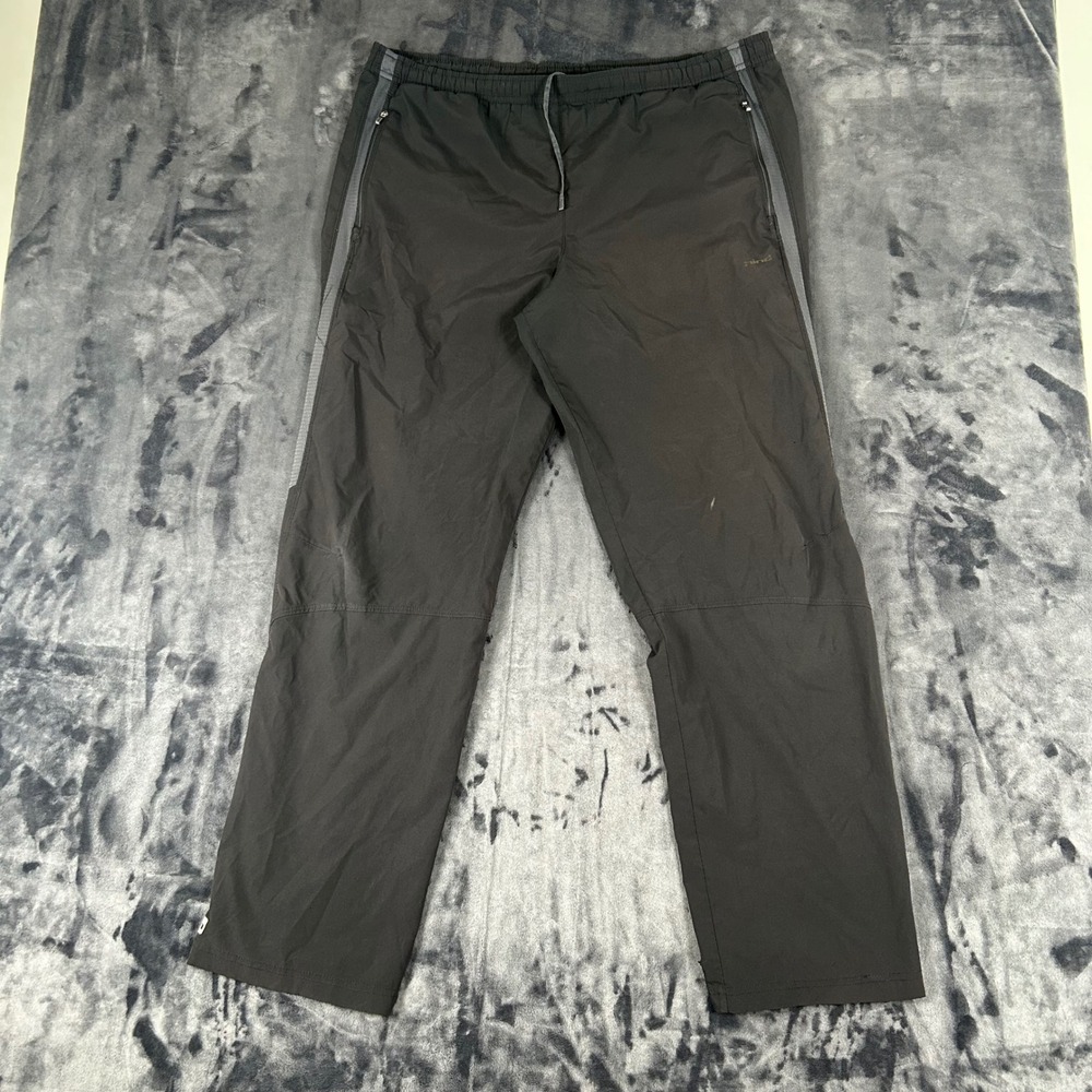 Hind Track Pants Mens L Black Gray Stripe Zipper Ankle Pockets Running Athletic